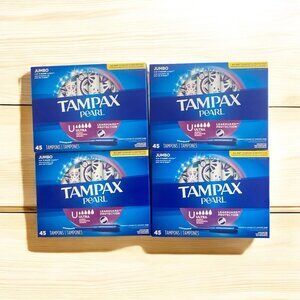 New Tampax Pearl ULTRA Absorbency LeakGuard Braid Tampon (45ct) Lot of 4 Boxes